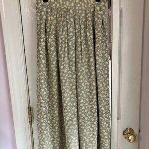 Charter Club Green White Floral Pleated Skirt